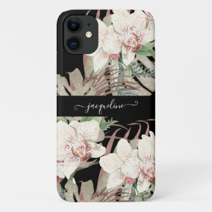 Eleganter weißer Orchid tropischer Palmblätter Case-Mate iPhone Hülle