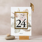 Eleganter weißer Pampasgras Tropischer Dschungel Tischnummer