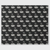 Eleganter weißer Perlenschwan auf schwarzem Hinter Geschenkpapier (Flach)