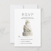 Eleganter weißer Pfefferminz, grüner Blumenkuchen Einladung (Vorderseite)