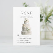 Eleganter weißer Pfefferminz, grüner Blumenkuchen  Einladung (Stehend Vorderseite)