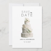 Eleganter, weißer Pfefferminzkuchen, grüner Blumen Einladung (Vorderseite)