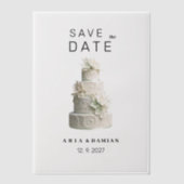 Eleganter, weißer Pfefferminzkuchen, grüner Blumen Pergament Einladungen (Vorderseite)