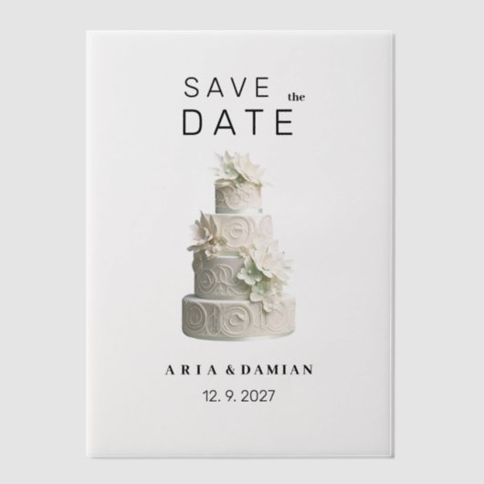 Eleganter, weißer Pfefferminzkuchen, grüner Blumen Pergament Einladungen (Vorderseite)