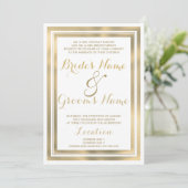 Eleganter, weißer Rahmen Hochzeit Einladung (Stehend Vorderseite)