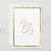 Eleganter, weißer Rahmen Hochzeit Einladung (Rückseite)