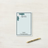 Eleganter weißer Ranunculus u. Laub personalisiert Post-it Klebezettel (Auf Schreibtisch)