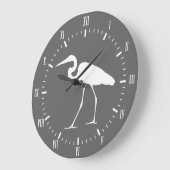 Eleganter weißer Reiher-Küstenvogel u. Grau Große Wanduhr (Winkel)
