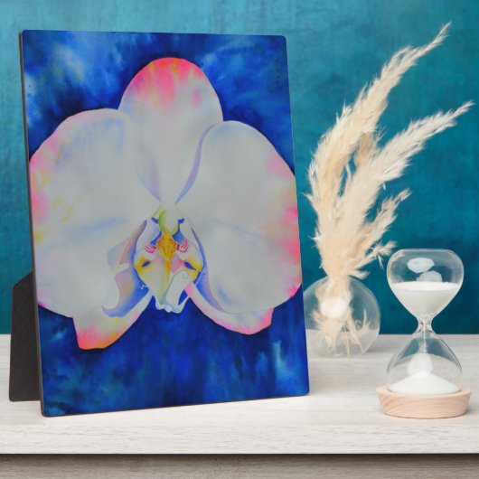 Eleganter, weißer Rosa, florale Orchidee Fotoplatte (Seite)