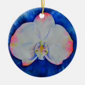 Eleganter, weißer Rosa, florale Orchidee Keramik Ornament (Vorne)