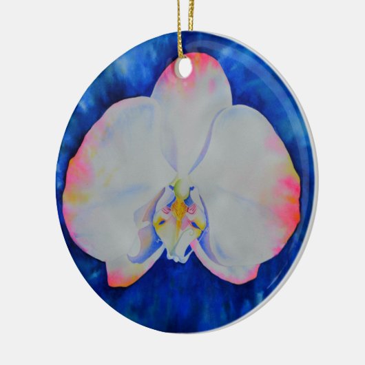 Eleganter, weißer Rosa, florale Orchidee Keramik Ornament (Links)