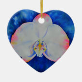 Eleganter, weißer Rosa, florale Orchidee Keramikornament (Vorne)