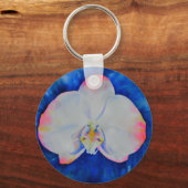 Eleganter, weißer Rosa, florale Orchidee Schlüsselanhänger (Vorderseite)