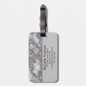Eleganter weißer rosa Marmor | Monogramm Custom Gepäckanhänger (Rückseite vertikal)