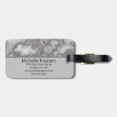 Eleganter weißer rosa Marmor | Monogramm Custom Gepäckanhänger (Rückseite horizontal)