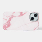 Eleganter weißer rosa Marmor texturiert iPhone 15 Hülle (Rückseite (Horizontal))