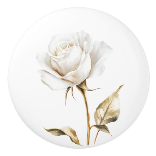 Eleganter, weißer Rosengarnbaum Keramikknauf (Vorderseite)