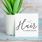 Eleganter, weißer Schere Haar Stylist Square Quadratische Visitenkarte