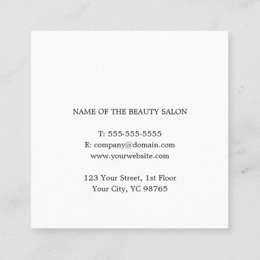 Eleganter, weißer Schere Haarstil Quadratische Visitenkarte (Rückseite)