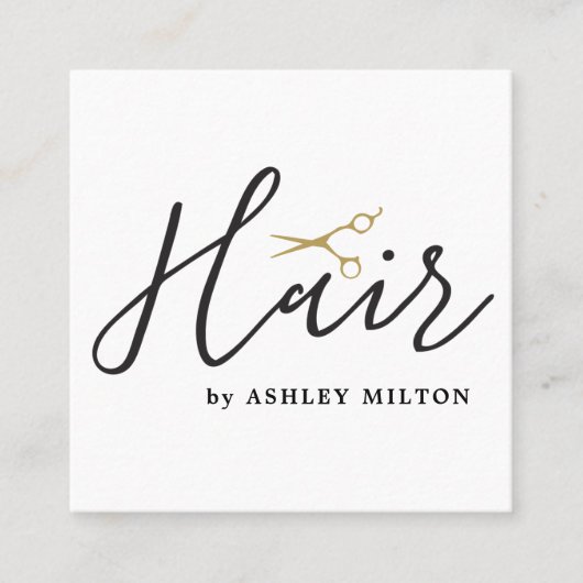 Eleganter, weißer Schere Haarstil Quadratische Visitenkarte (Vorderseite)