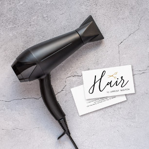 Eleganter, weißer Schere Haarstil Visitenkarte