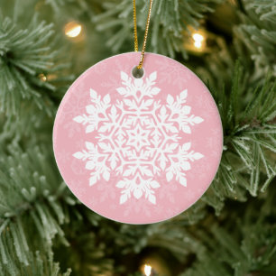 Eleganter weißer Schneefall (Zucker Erröten) Keramik Ornament
