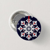 Eleganter weißer Schneeflocken-Schmuck Button (Vorne & Hinten)
