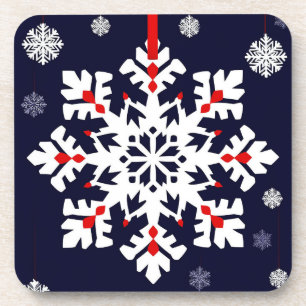 Eleganter weißer Schneeflocken-Schmuck Getränkeuntersetzer
