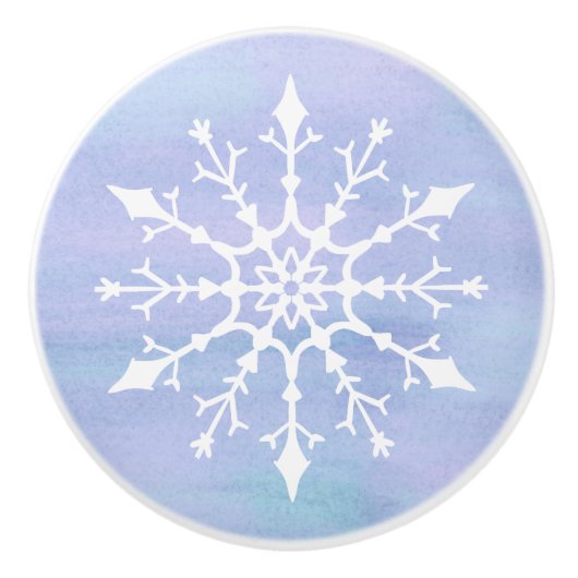 Eleganter weißer Schneeflocken Weihnachtsfeiertag Keramikknauf (Vorderseite)