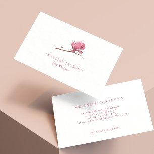 Eleganter weißer Schönheitssalon in Rosa Visitenkarte