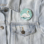 Eleganter weißer Schwan floral blau Button (Beispiel)