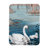 Eleganter weißer Schwan mit Baby Magnet (Vertikal)