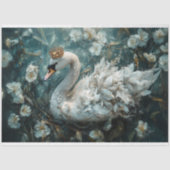 Eleganter weißer Schwan mit Golden Crown Decoupage Seidenpapier (Vorderseite)