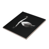 Eleganter weißer Schwan Reflektion am Schwarzen Se Fliese (Seite)