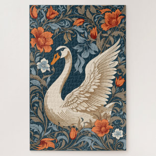 Eleganter Weißer Schwan William Morris Inspiriert Puzzle
