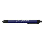 Eleganter weißer Script Name Navy Blue Pen Kugelschreiber (Unterseite)