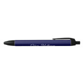 Eleganter weißer Script Name Navy Blue Pen Kugelschreiber (Oberseite)
