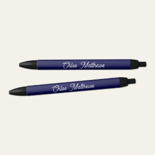 Eleganter weißer Script Name Navy Blue Pen Kugelschreiber