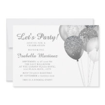 Eleganter Weißer Silber Glitzer Balloons Sweet 16