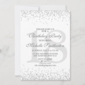 Eleganter Weißer Silbergrau Glitzer 18. Geburtstag Einladung (Vorderseite)