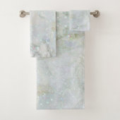 Eleganter weißer Silberner Glitzer Iridescent Marm Badhandtuch Set (Insitu)