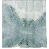 Eleganter, weißer, silberner Glitzer-Marmor Bath Duschvorhang (Vorderseite)