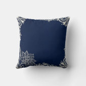 Eleganter, weißer Strand mit blauer Spitze Kissen (Rückseite)