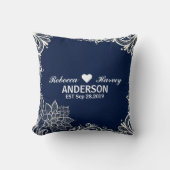 Eleganter, weißer Strand mit blauer Spitze Kissen (Vorderseite)