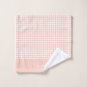 Eleganter weißer Streifen und Karo Pink Polka Dot Badhandtuch Set (Waschlappen)