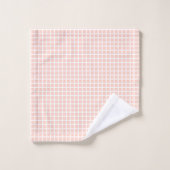 Eleganter weißer Streifen und Karo Pink Polka Dot Badhandtuch Set (Waschlappen)