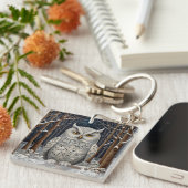 Eleganter, weißer Uhwald Schlüsselanhänger (Vorderseite rechts)