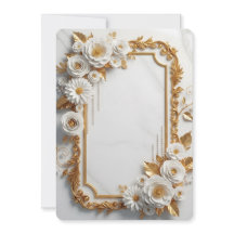 Eleganter weißer und goldener Blumenrahmen