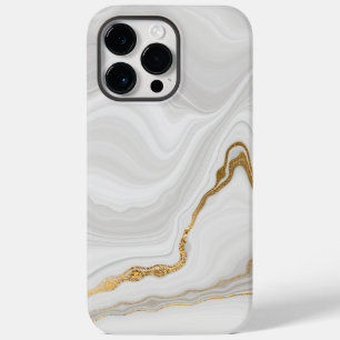 Eleganter weißer und goldener Marmor Case-Mate iPhone 14 Pro Max Hülle