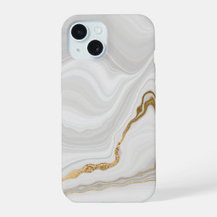 Eleganter weißer und goldener Marmor iPhone 15 Hülle